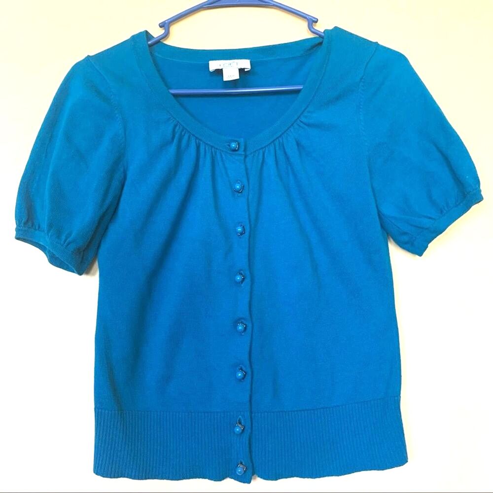 Ann Taylor Loft Cardigan XXS Petites Short Sleeve Botton Down Short Sweater